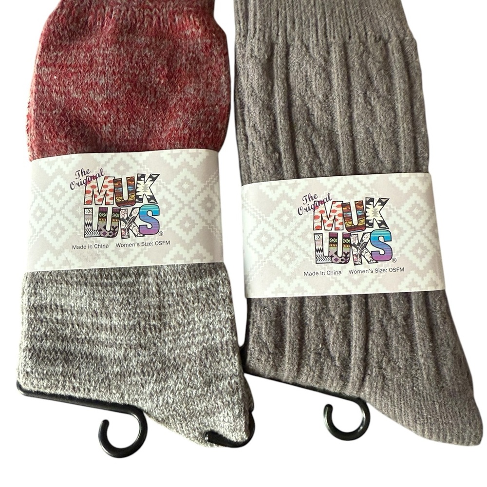 Muk Luks Women’s Socks - Red and Gray